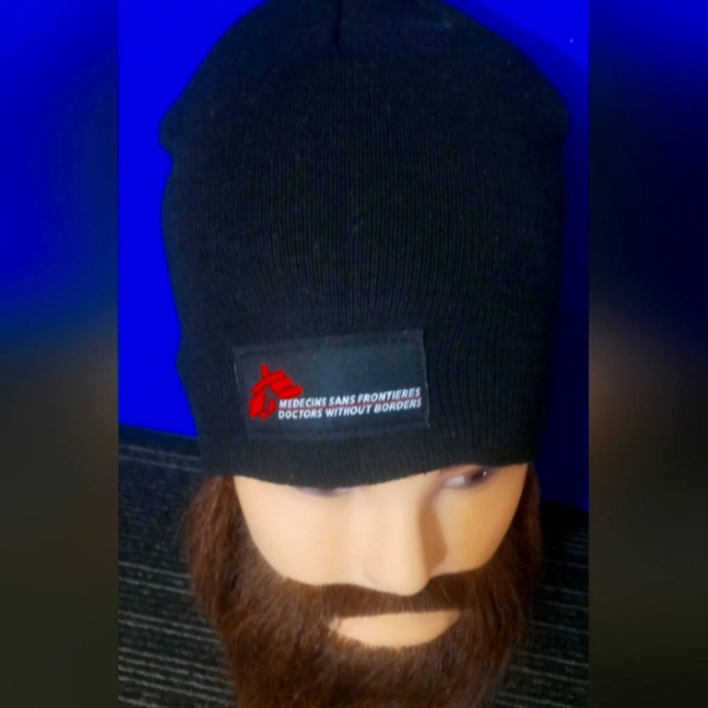 Black Beanie with Red Logo doctors without borders gear new condition